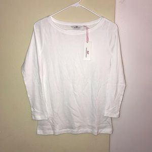 WHITE BOATNECK LONG-SLEEVE TEE